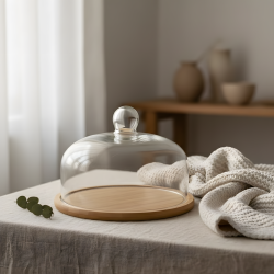 Glass And Wooden Serving Platter